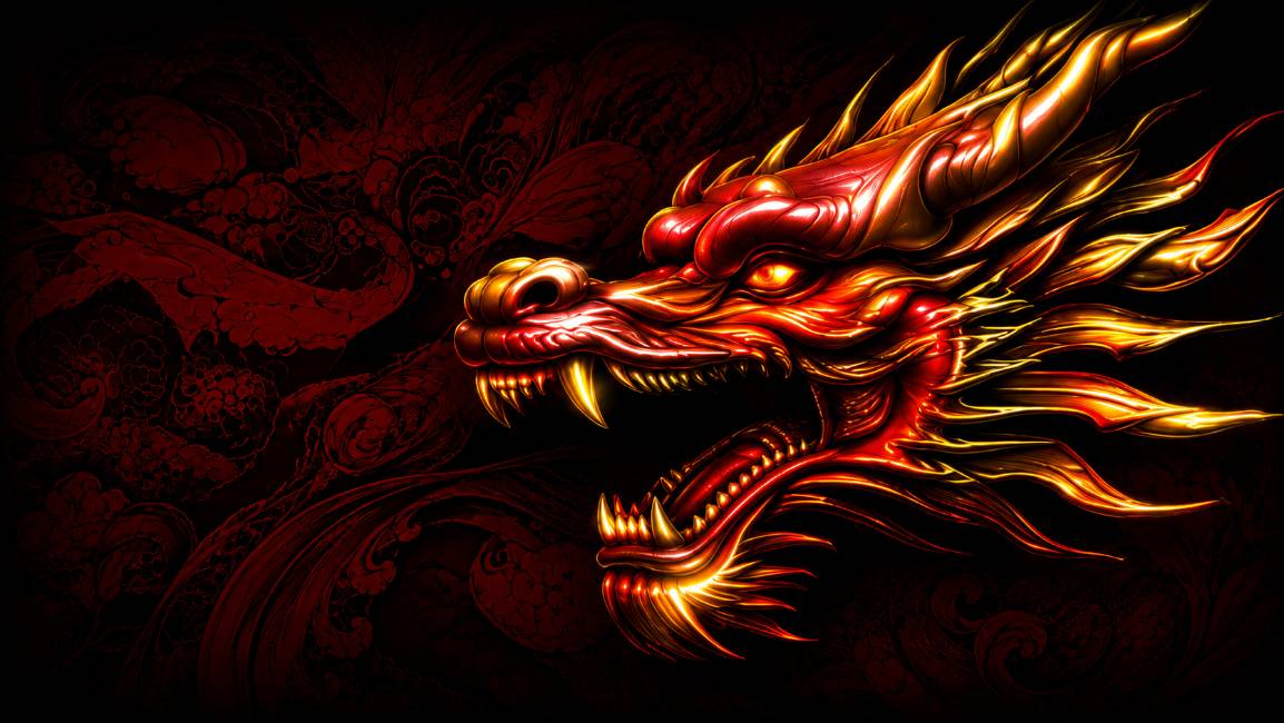 Ilustrasi naga merah emas NAGA303